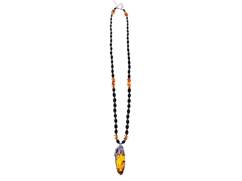 Aaron Jah Stone Necklace "heliades drop" in "sea bamboo", amber, black opal australia