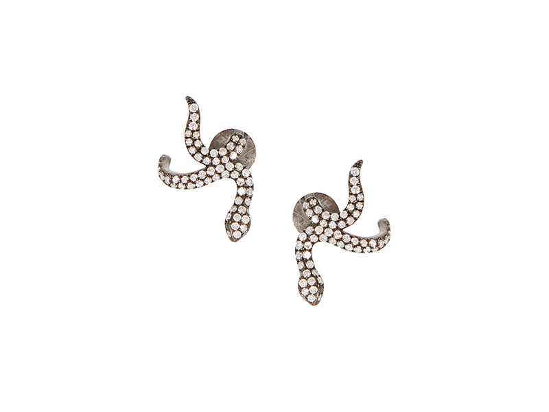 AS29 Snakes shape earrings mounted on gold with white diamonds - 3'080 €