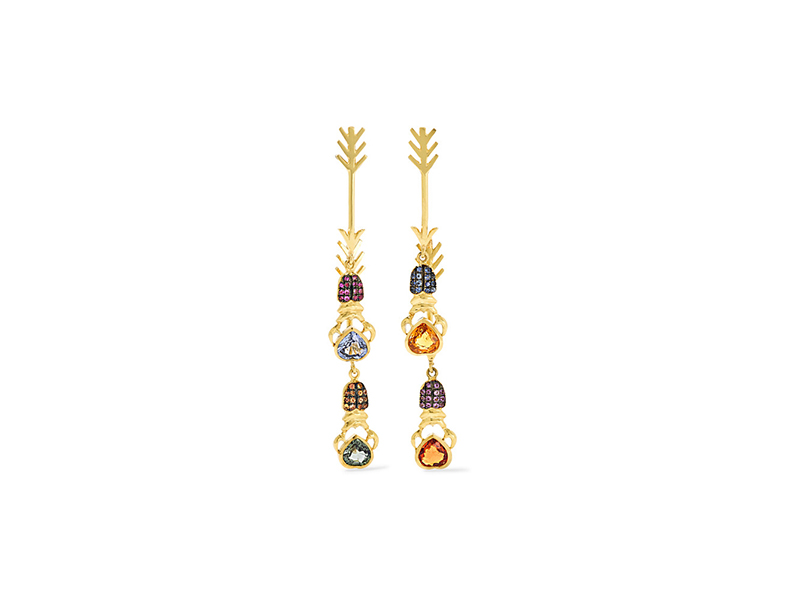 Daniela Villegas Double arrow earrings mounted on gold with multi-stone - 9'100 £