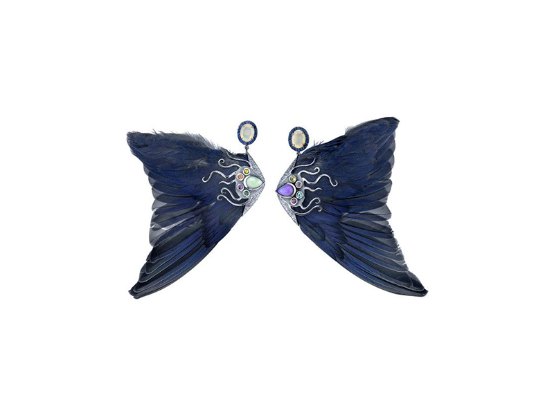 Daniela Villegas Peacock wings earrings