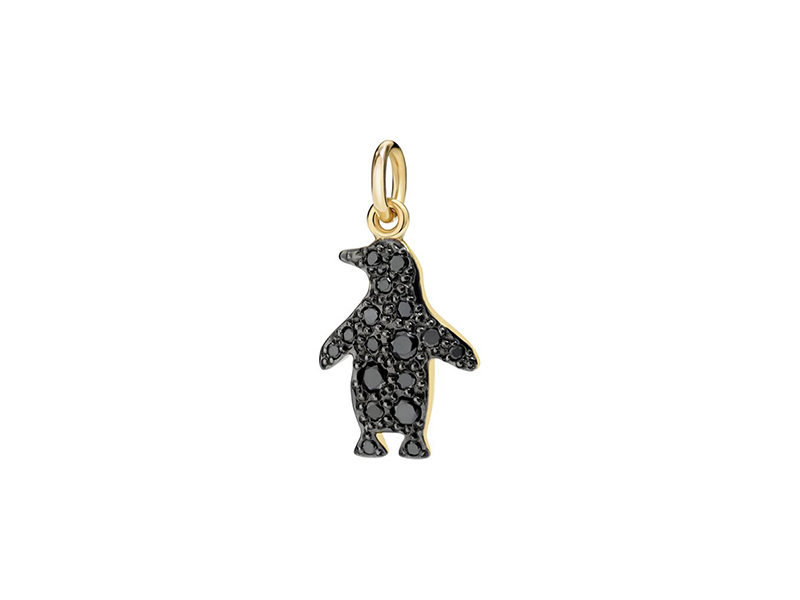 Dodo Penguin crazy in love mounted on yellow gold with black diamonds - 975$