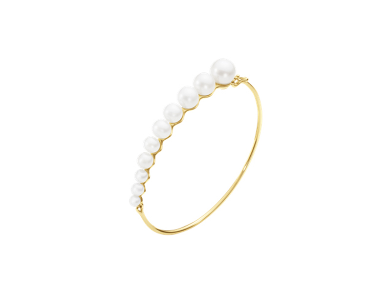 Georg Jensen Neva bangle mounted on 18 kt yellow gold with pearls - 2425$