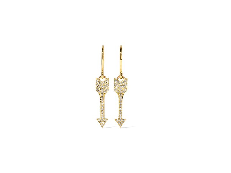 Jennifer Meyer Mini arrow earrings mounted on gold with diamonds - 1'845 £