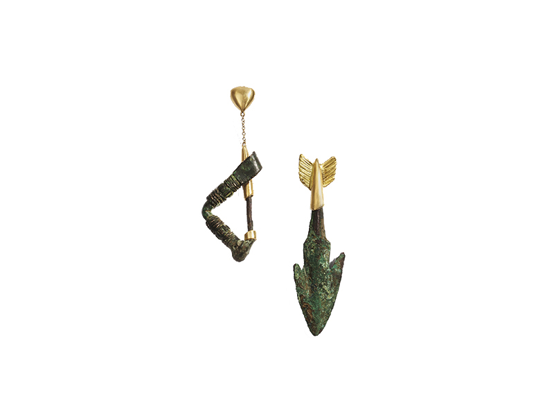 Katherine Jetter Bow and arrow earrings from bronze collection