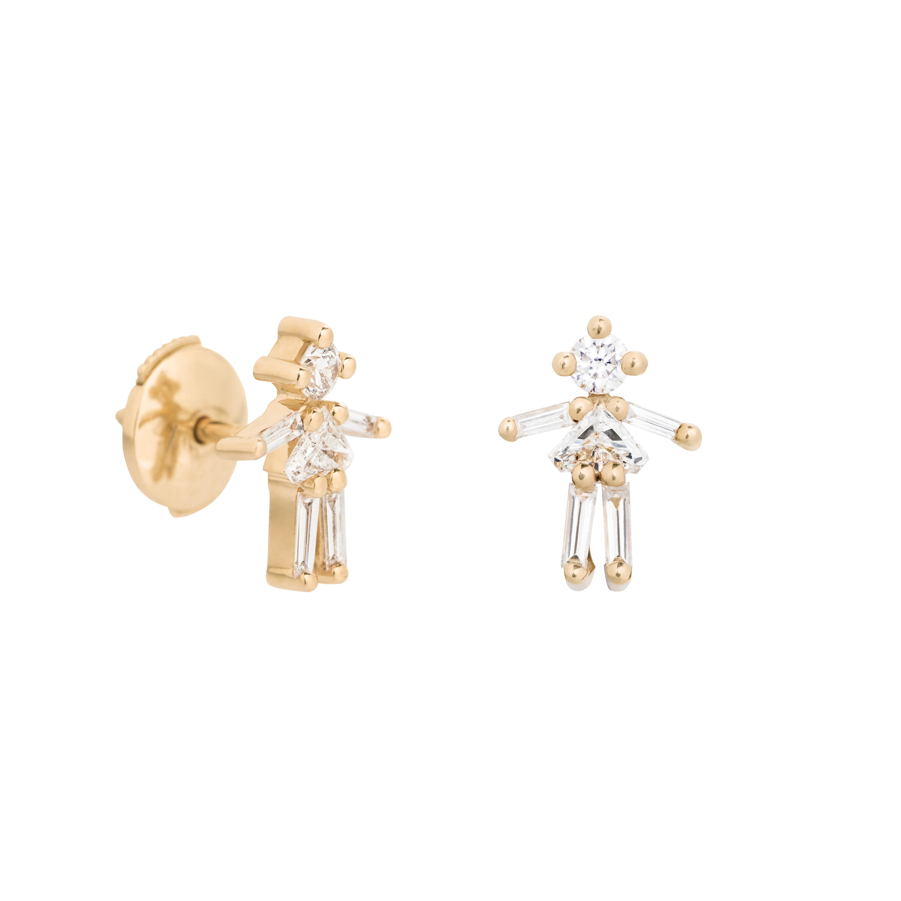 Little Ones Stud earrings mounted on rose gold with diamonds