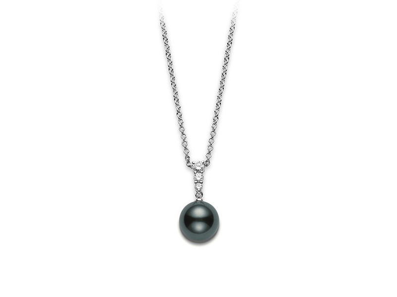 Mikimoto Morning Dew Pendant mounted on white gold with a black south sea cultured pearl and diamonds - 2'200 £
