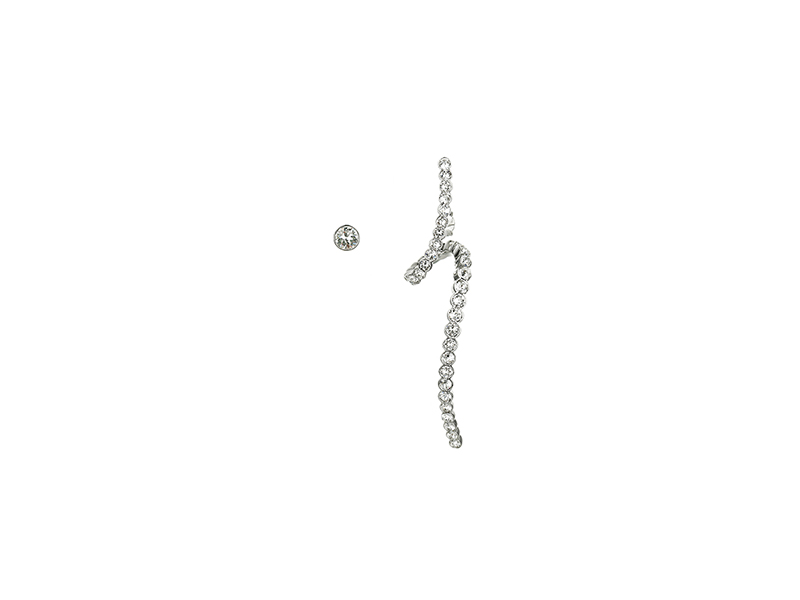 Ryan Storer Spiral Earrings - Rhodium Plated, Swarovski Crystal with single stone stud