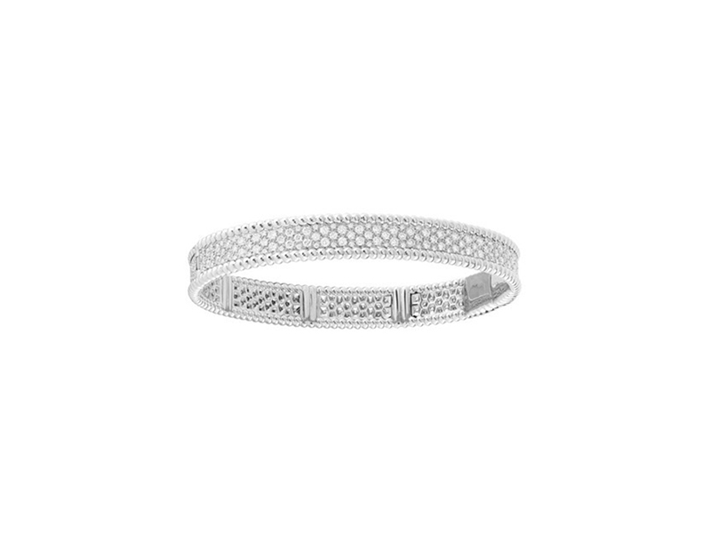 Van Cleef and Arpels Perlee bracelet mounted on white gold with diamonds