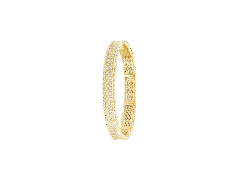 Van Cleef and Arpels Perlee bracelet mounted on yellow gold with diamonds
