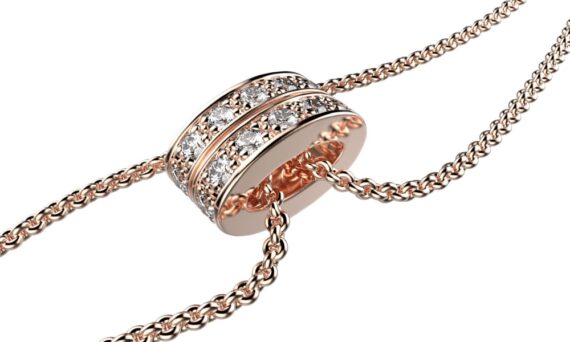 Victor Houplain Lien bracelet mounted on rose gold with diamonds