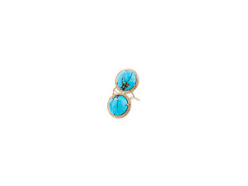 Jacquie Aiche Turquoise dome trinity ring mounted on yellow gold full pave diamonds 5875 $