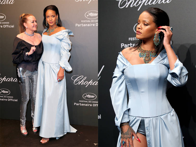 Caroline Scheufele and Rihanna at a Cannes 2017 film festival party