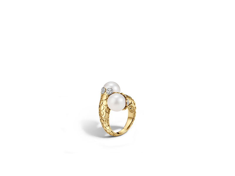 John Hardy Dot toi moi ring yellow gold freshwater pearl and diamond