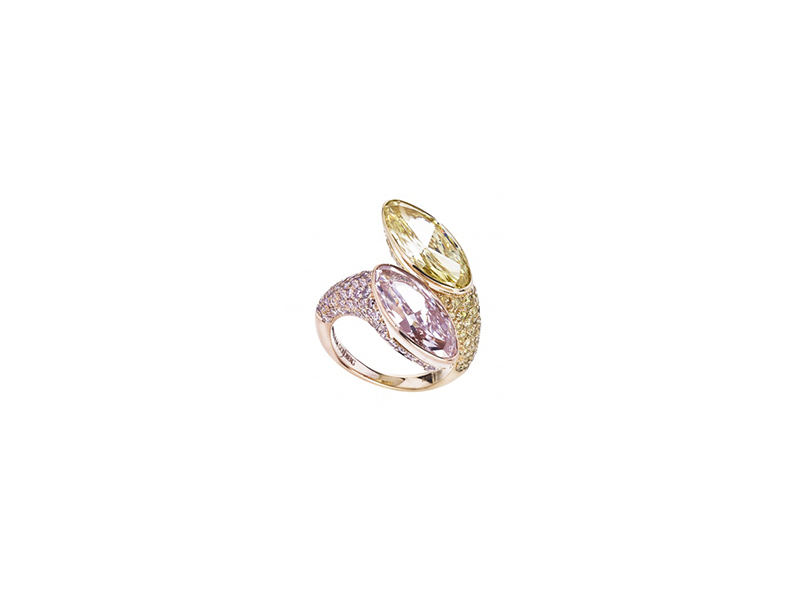 William Goldberg Intense pink and yellow moval toi et moi ring