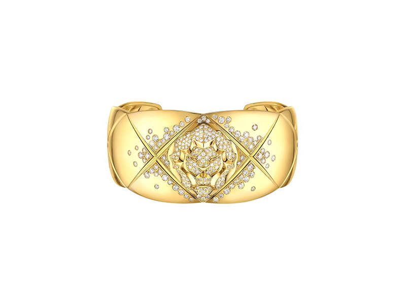 Chanel Coco Crush Lion cuff mounted on yellow gold with diamonds