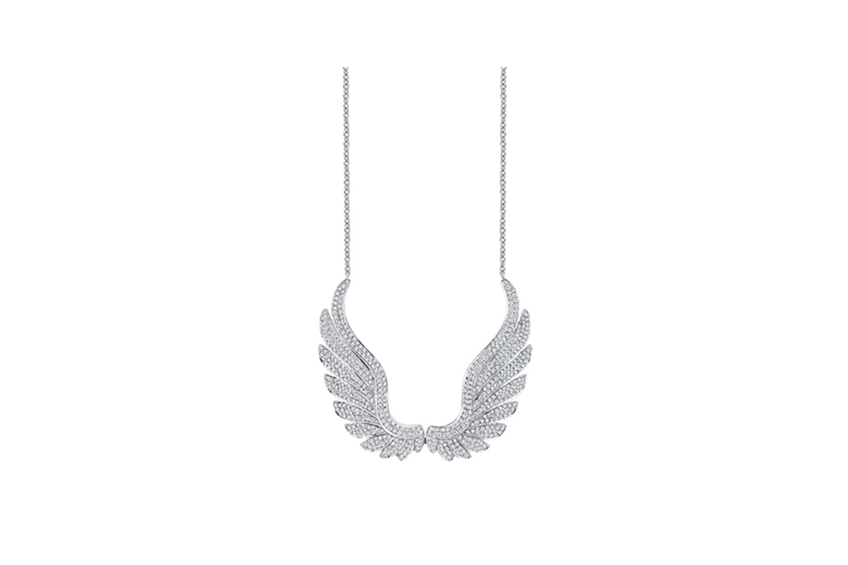 Buy Angel Wing Diamond Necklace Pavé Diamond Statement Silver Pendant  Necklace Double Wing Dainty Silver Necklace Gift for Her BN5150 Online in  India - Etsy