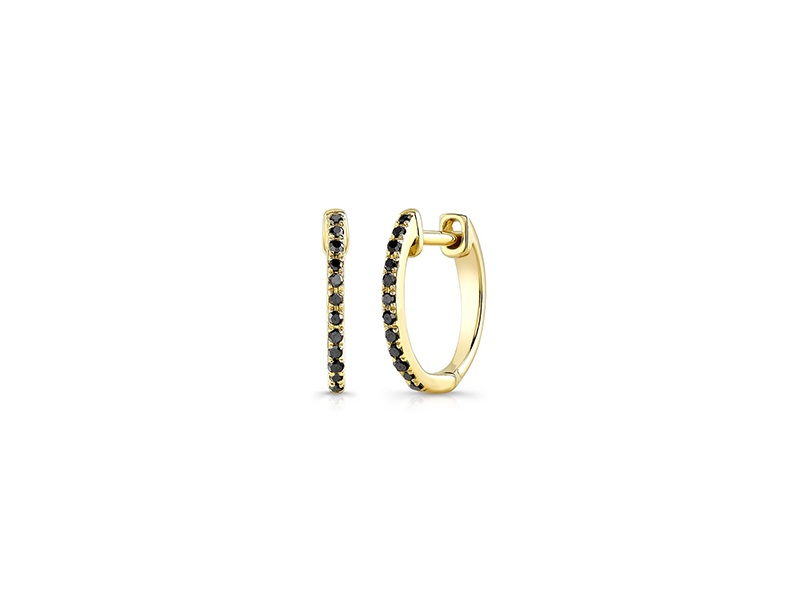 Anne Sisteron 14 kt yellow gold black diamond huggie earrings - 310 $