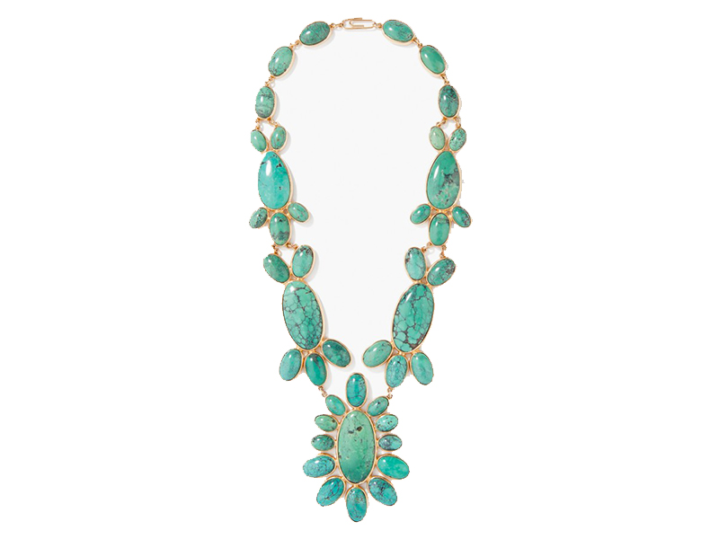 Aurelie Bidermann Cherokee long necklace gold plated with turquoise stones 3'950 €
