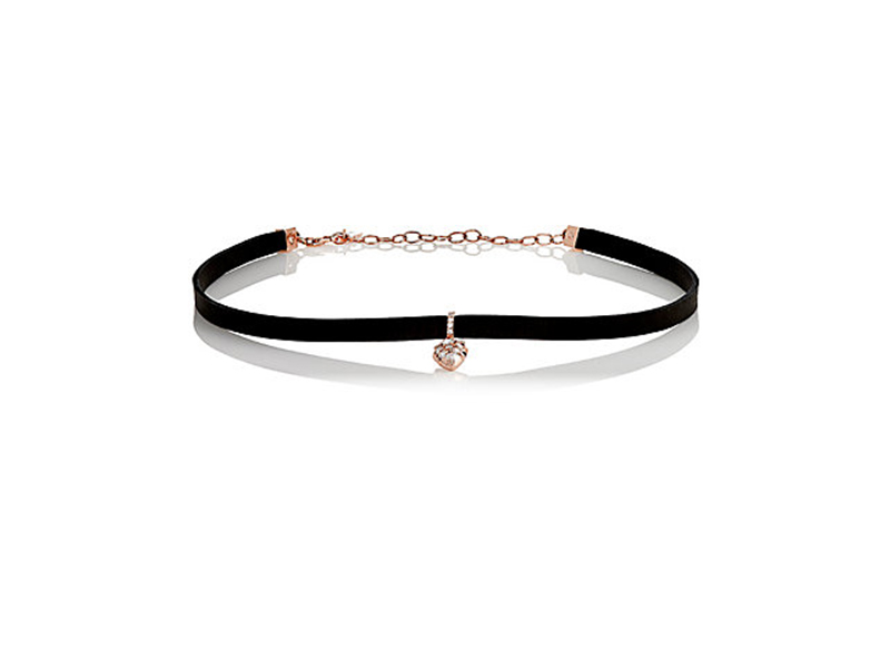 Carbon & Hyde Reign hyde choker mounted on black leather choker features a sliding white-diamon-encrusted rose gold bail and pear-shaped pendant - 2'185 £