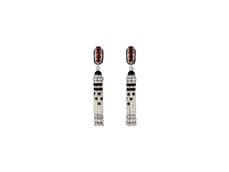 Cartier Grey gold spinelles mother of pearl onyx diamonds earrings  
