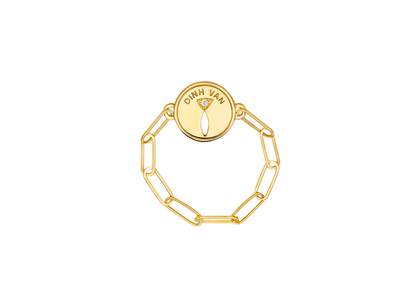 Dinh Van Punaise ring mounted on yellow gold and diamond