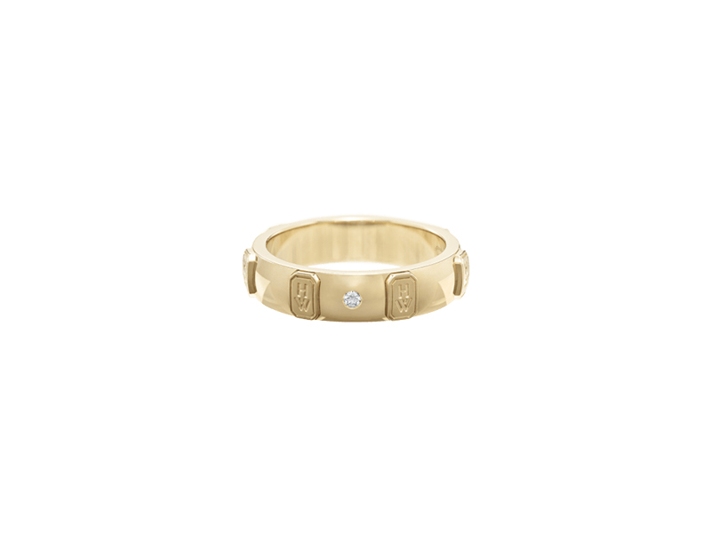 Harry Winston H.W logo band ring mounted on yellow gold 2400 $