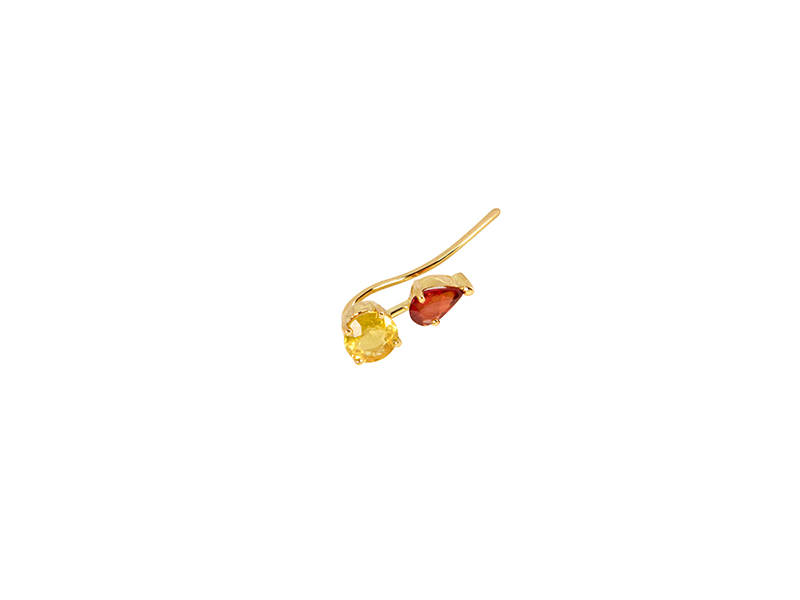 Ileana Makri Round & pear branch earring mounted on yellow gold with sapphires - 575 €