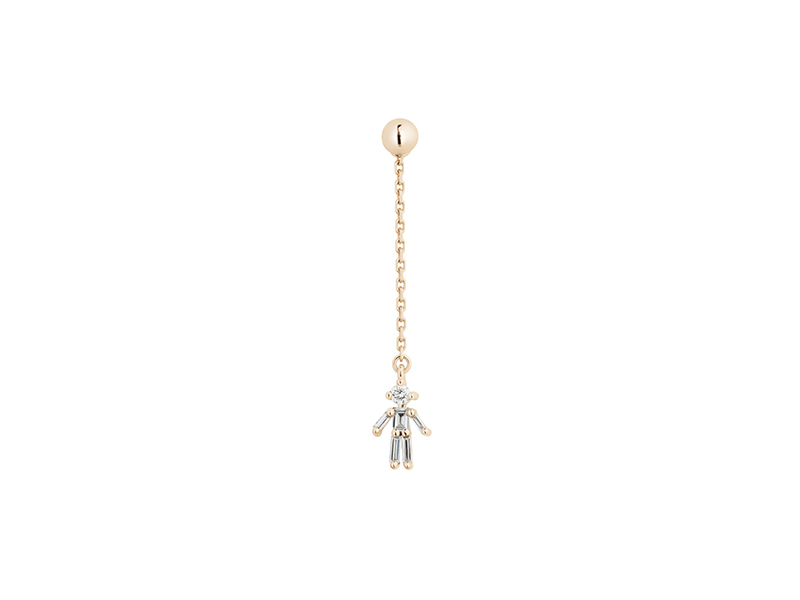 Little Ones Pendant earrings mounted on rose gold with diamonds