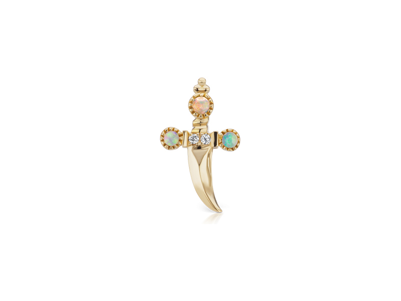 Maria Tash Medium diamond and opal trinity hilt dagger threaded stud 395 $