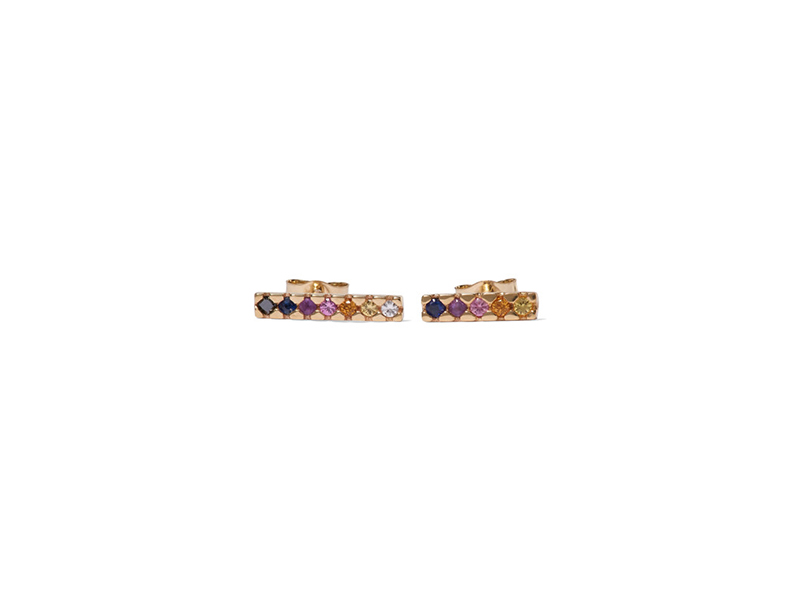 Sarah Sebastien Painted earrings mounted on gold wiht multi-stone - 480 €