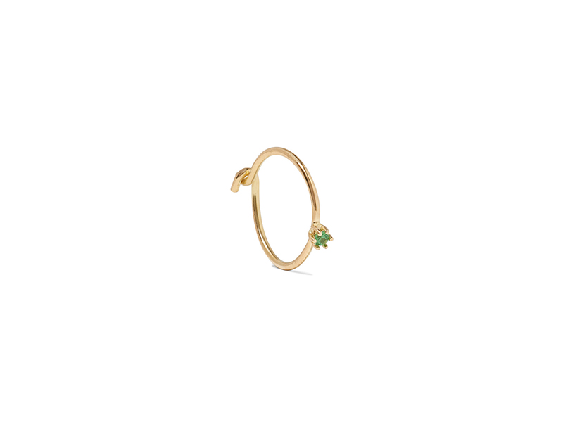 Saskia Diez Wire solitaire mounted on rose gold with tsavorite 226 €