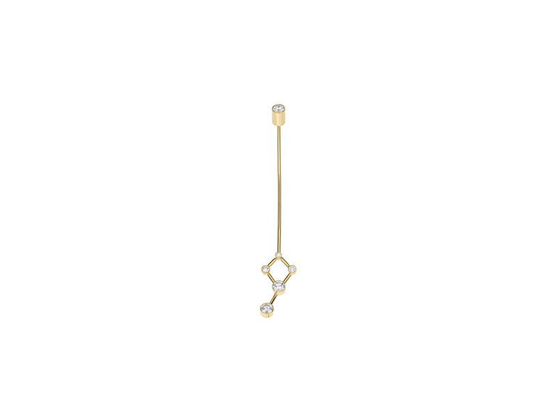 Sophie Bille Brahe Dauphin Etoile earring mounted on yellow gold with diamonds
