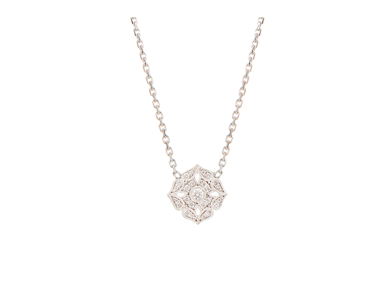 Stone Paris White gold and white diamonds Tiny Flower necklace 1510 €