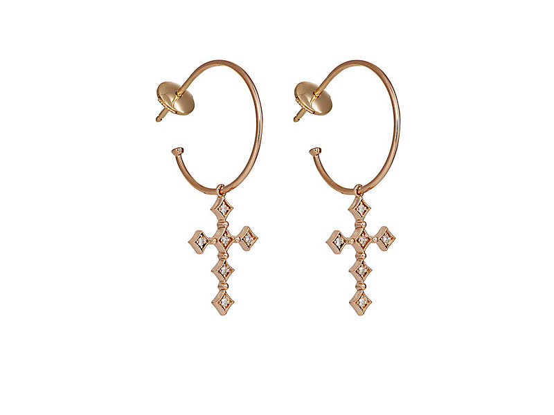 Stone Divine hoop-top earrings mounted on rose gold 2'025 $