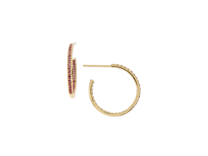 Sydney Evan Mini hoop earrings mounted on yellow gold with sapphires 1'610 $