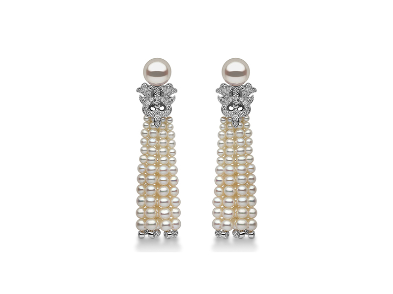 Yoko London Tassel earrings set with fine pearls and diamonds