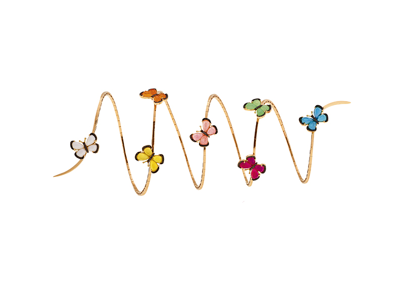 Christina Debs Butterflies bracelet with black diamonds and 18K pink gold - Wonderland Collection