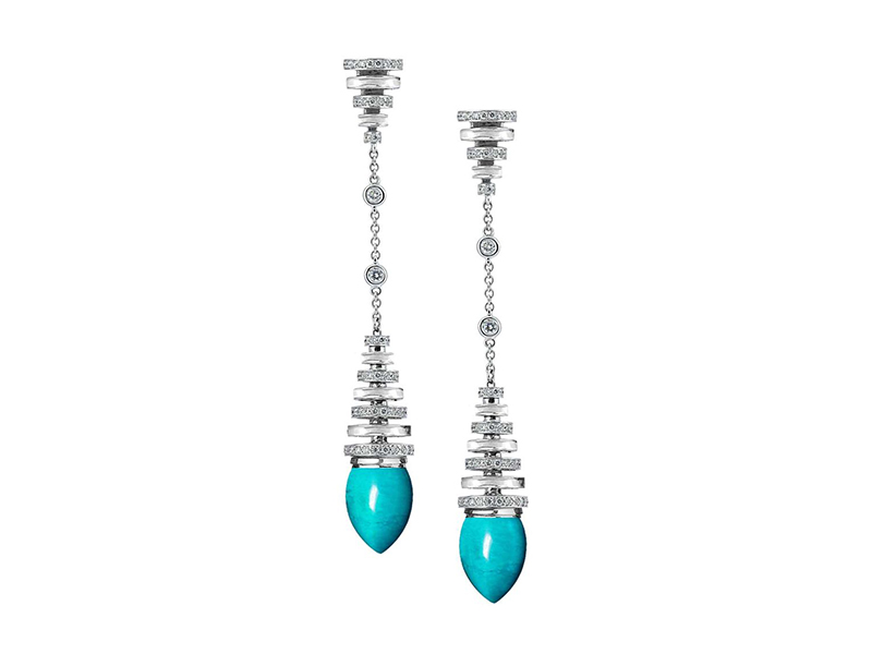 Avakian Turquoise earrings in white gold with diamonds, from the Riviera collection