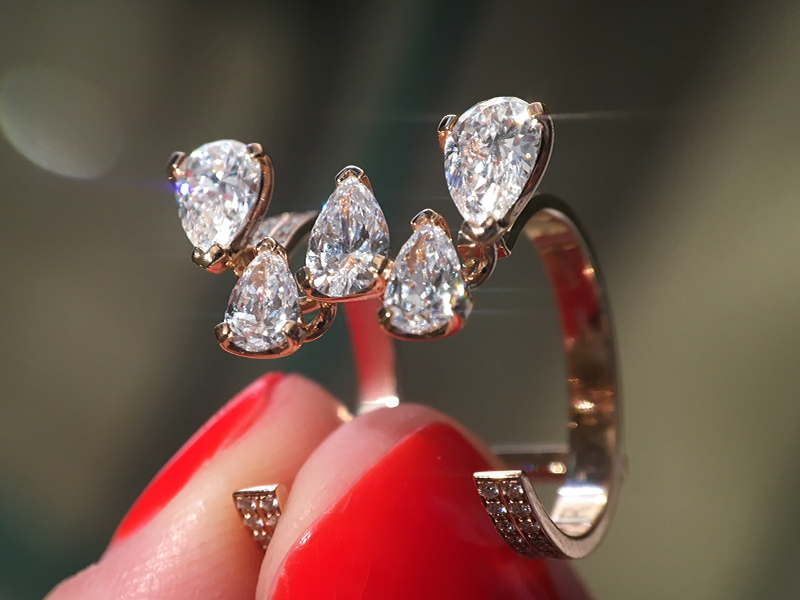 Repossi Ring with 5 pear diamonds