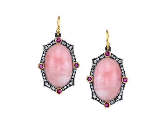 Arman Sarkisyan - Cabochon pink opal earrings  