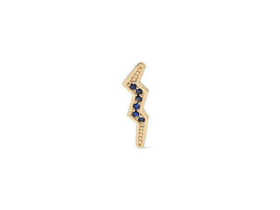 Andrea Fohrman Mini-lightning bolt gold sapphire earring