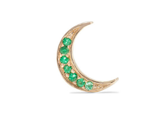 Andrea Fohrman Mini Crescent gold emerald earring