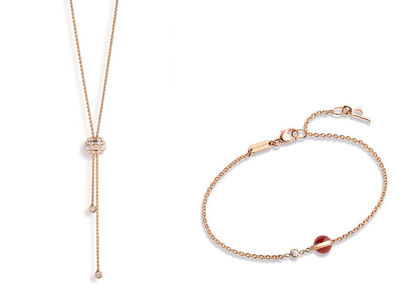 Piaget Possession  pendant in white gold and bracelet set with a red carnelian stone