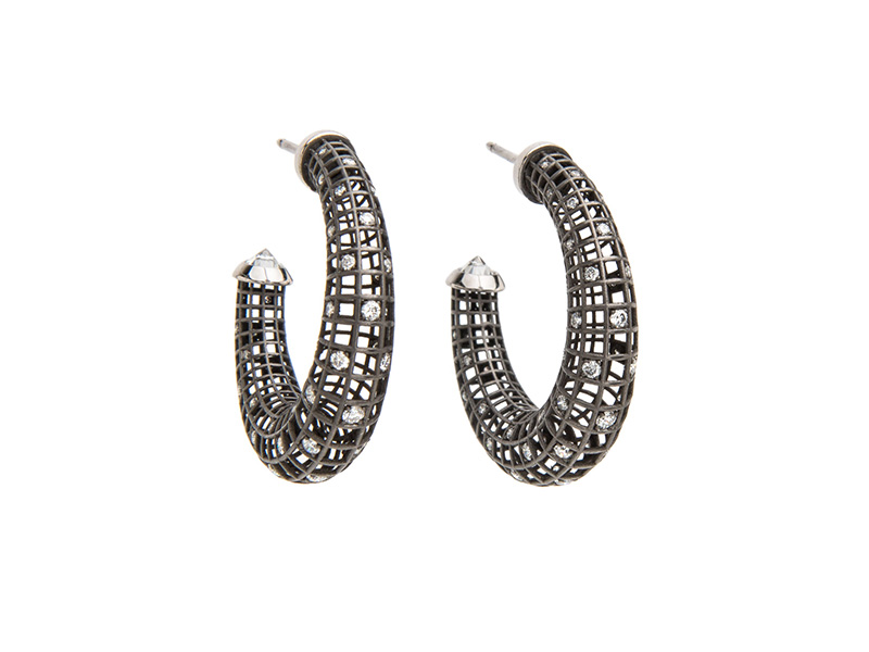 Roule & Co Diamond Crescent Hoop Earrings