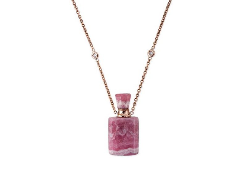 Jacquie Aiche Rhodochrosite rectangle potion bottle necklace