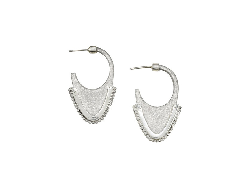 Article 22 Laos Tribal Dome earrings accented with sterling silver