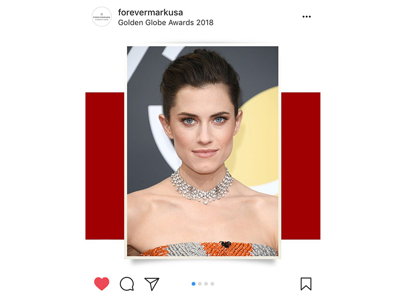 Forevermark Allison Williams wore an unique five row diamond choker and diamond bands