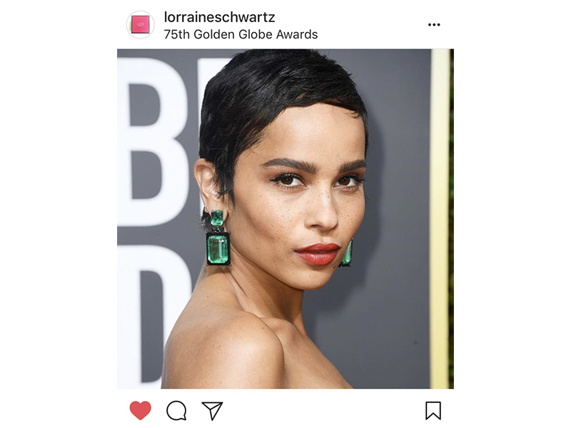 Lorraine Schwartz  Zoe Kravitz wore 130 carats of Colombian emeralds set in black jade