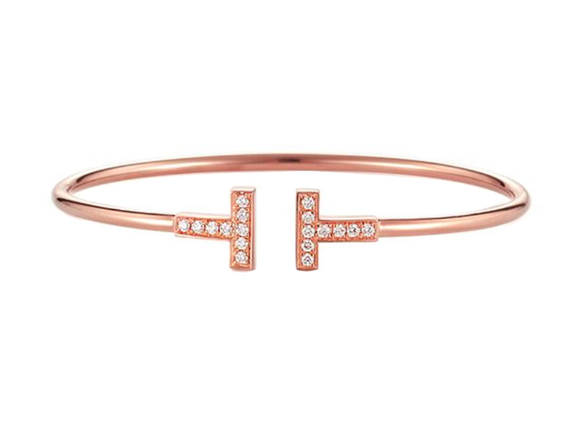 Tiffany Lock Bangle in Rose Gold with Diamond Accents | Tiffany & Co.