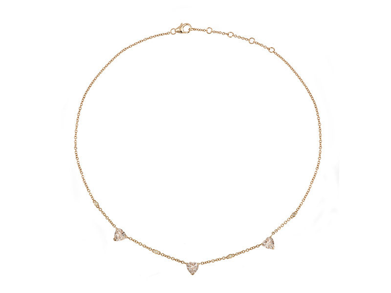 laura sayan coeur rose necklace gold heart diamonds